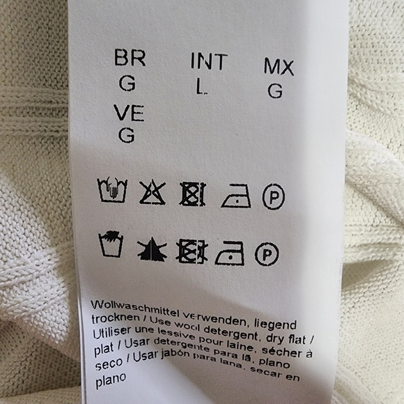 NWT Boss Italian Designer Long Sleeve Cream White Textured Sweater Top - Large - Picture 7 of 9